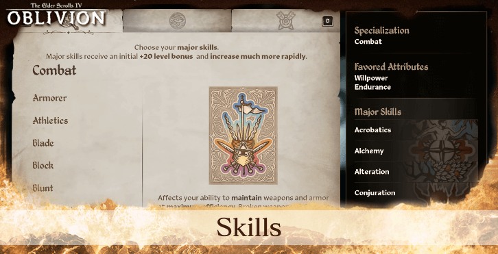Oblivion Remastered List of All Skills