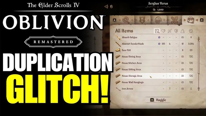 The Elder Scrolls IV: Oblivion Remastered Duplication Glitch Guide
