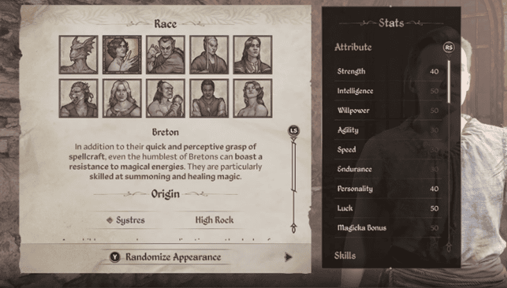 Oblivion Remastered Every Race Breton Stats
